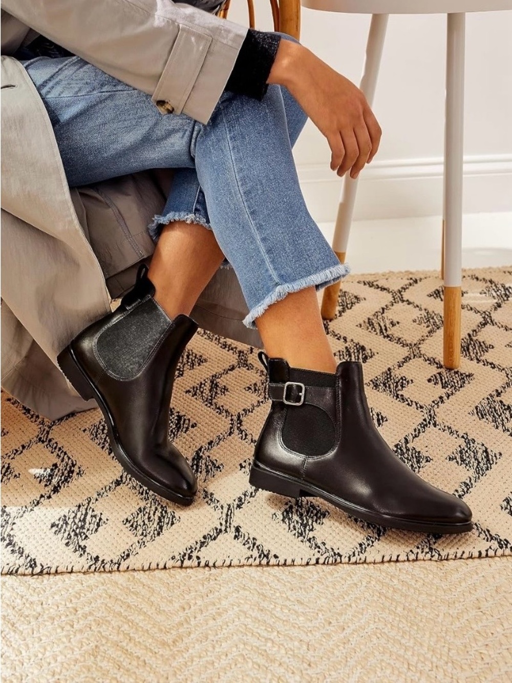 ECCO Dress Classic Black Leather Chelsea Ankle Boots with Buckle Detail